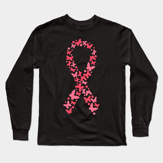 Breast Cancer Ribon Long Sleeve T-Shirt by gdimido